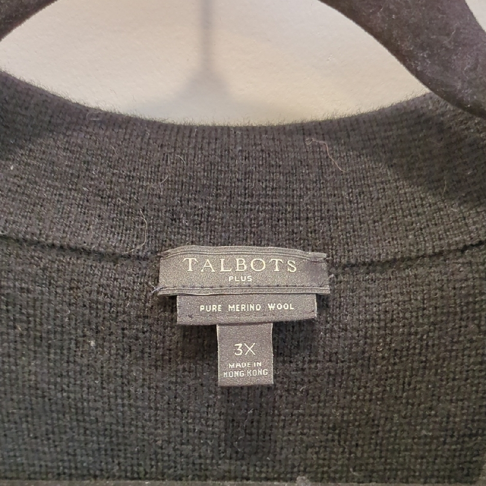 EUC Talbots Merino Wool Black Cardigan Blazer Size 3X Academia Preppy Minimalism - Picture 2 of 11